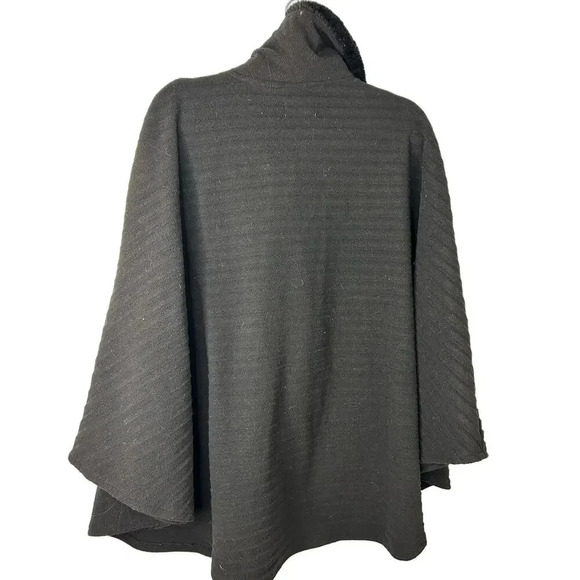Le Moda Poncho One-Size Black Full Zip Oversized Fall Trendy - Picture 2 of 6
